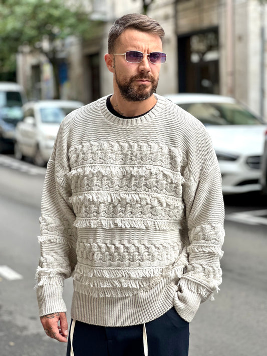 Maglione frangia NJB ghiaccio