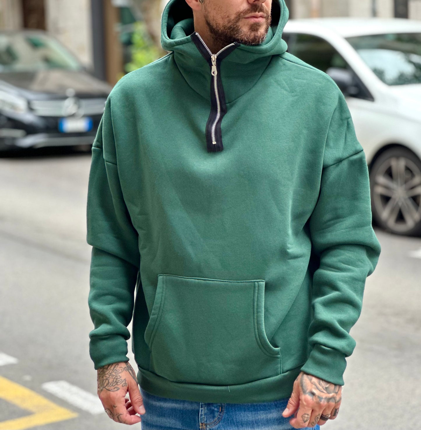 Felpa zip collo NJB verde