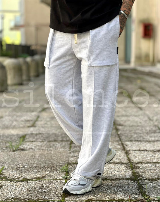 Pantalone tuta grigio fondo ampio NJB