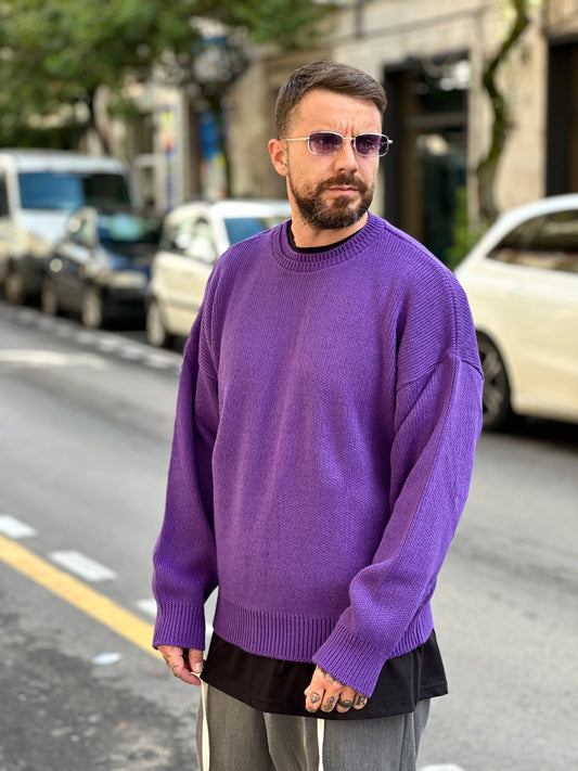 Maglione doppio collo NJB viola